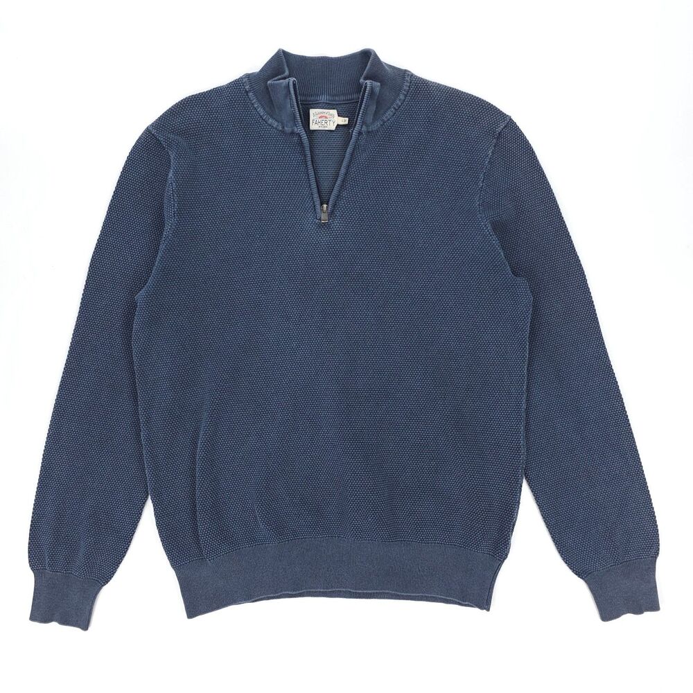 FAHERTY Montego Cotton Cashmere Quarter Zip Sweater Minimal Beachy Boho Indie